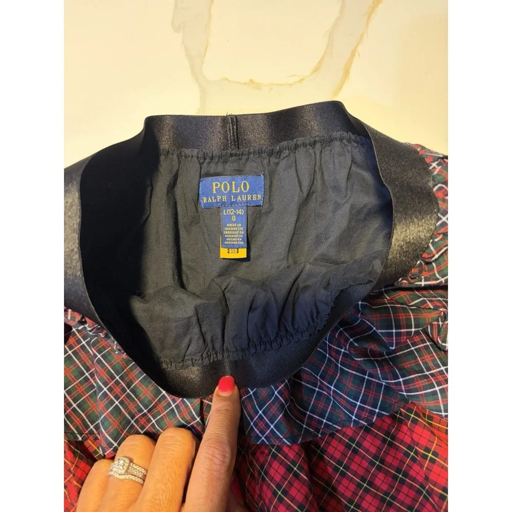 Polo Ralph Lauren Girls Plaid Tiered Ruffle Skirt Size L 12-14 Preppy Holiday